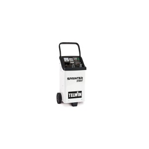 Caricabatterie Telwin Sprinter Start 3000 con ruote per la riparazione auto.