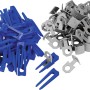 Set livellante LUX: 100 cunei blu, 300 clip grigie (1,5 mm) per la posa delle piastrelle.
