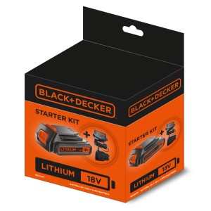 Black+Decker Starter Kit: batteria 18V e caricabatterie per elettroutensili.