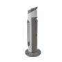 Termoventilatore elettrico t.b.t. grigio e bianco.