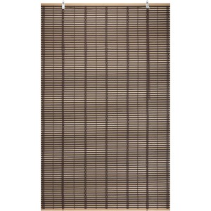 Tenda a rullo/pacchetto t.b.t. marrone in bambù per decorazione finestre e protezione solare.