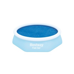 Copertura solare Bestway PE, 210 cm, blu, rotonda, per piscine Fast Set, per riscaldare l'acqua e proteggere dallo sporco.