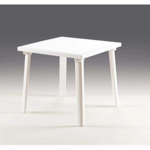 Tavolo da giardino quadrato bianco.
