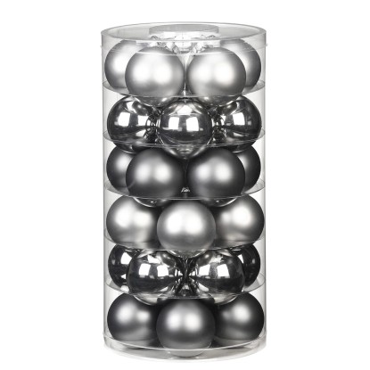 Set palline di Natale vetro argento Ø 6 cm 30 pz