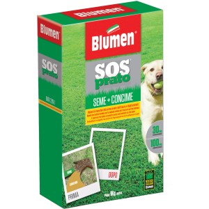 Confezione di sementi per prato Blumen SOS Prato: Sementi per prato con fertilizzante per la riparazione del prato. Con cane.