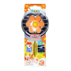 Profumatore auto t.b.t. a forma di fiore arancione.