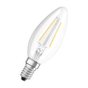 Lampadina LED E14 trasparente a forma di candela. LED a risparmio energetico per lampade e luci.