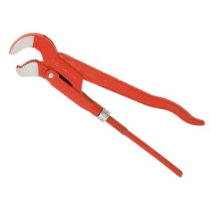 Chiave a tubo angolare LUX Comfort rossa con bocca a S, diametro max tubo 25 mm, per idraulica.