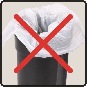 Immagine simbolo: Cestino a pedale con sacco della spazzatura non raccomandato. Cestino cosmetico Wenko Leman Slateblue.