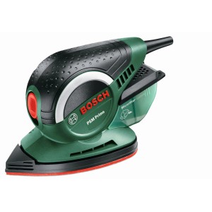 Levigatrice multifunzione Bosch PSM Primo verde/nera con scatola microfiltro per levigatura a bassa polvere.