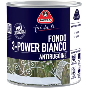 Barattolo di antiruggine Boero 3-Power Bianco per ferro e legno.