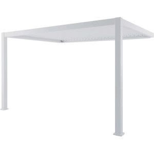 Gazebo t.b.t. bianco con tetto dritto e quattro pali.