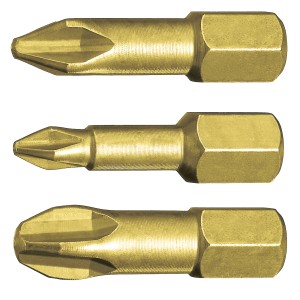 Set di inserti LUX Torsion: 3 inserti color oro (PH1, PH2, PH3) per un'elevata trasmissione di potenza.