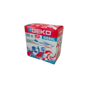 Confezione di nastro segnaletico t.b.t. di Geko, a strisce rosse e bianche.