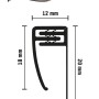 Profilo terminale Grosfillex, carbone, a clip, per pannelli 5-8 mm, sezione trasversale.