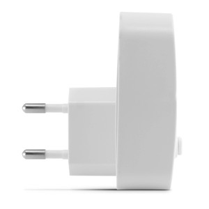 Spina t.b.t. bianca per presa di sicurezza bambini, vista dettagliata.