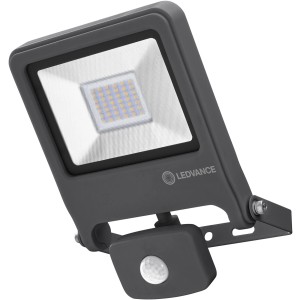 Faretto da esterno a LED Ledvance Endura Flood grigio scuro con sensore, 30W, 4000K.
