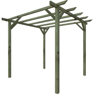 Pergola in legno per terrazza e giardino, finitura naturale.