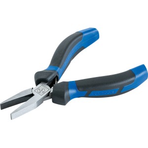 Pinza a becchi piatti LUX, 120 mm, con impugnatura 2K blu e nera per tenere e afferrare.