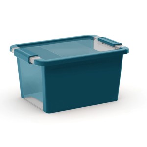 Contenitore t.b.t. blu con coperchio trasparente. Pratico Contenitore per l'organizzazione.