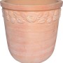 Vaso rotondo in terracotta (Ø 51cm) con decoro floreale per giardino e balcone.