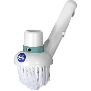 Spazzola per piscina bianca con manico per la pulizia della piscina.