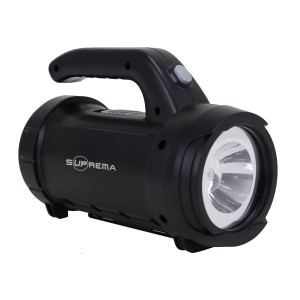 Torce t.b.t. nera con manico e luce intensa.