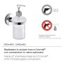 Dispenser sapone t.b.t. per doccia, cromo e vetro satinato.