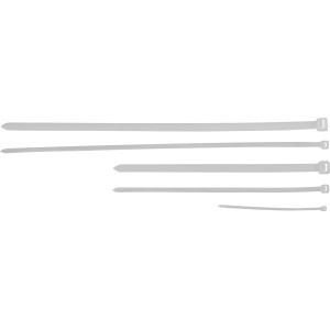 Set di fascette stringicavo bianche, 250 pezzi in varie dimensioni per il fissaggio dei cavi.