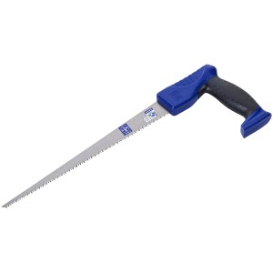 Seghetto alternativo LUX Comfort con manico blu e nero e lama in metallo. Sega a mano per tagli precisi.