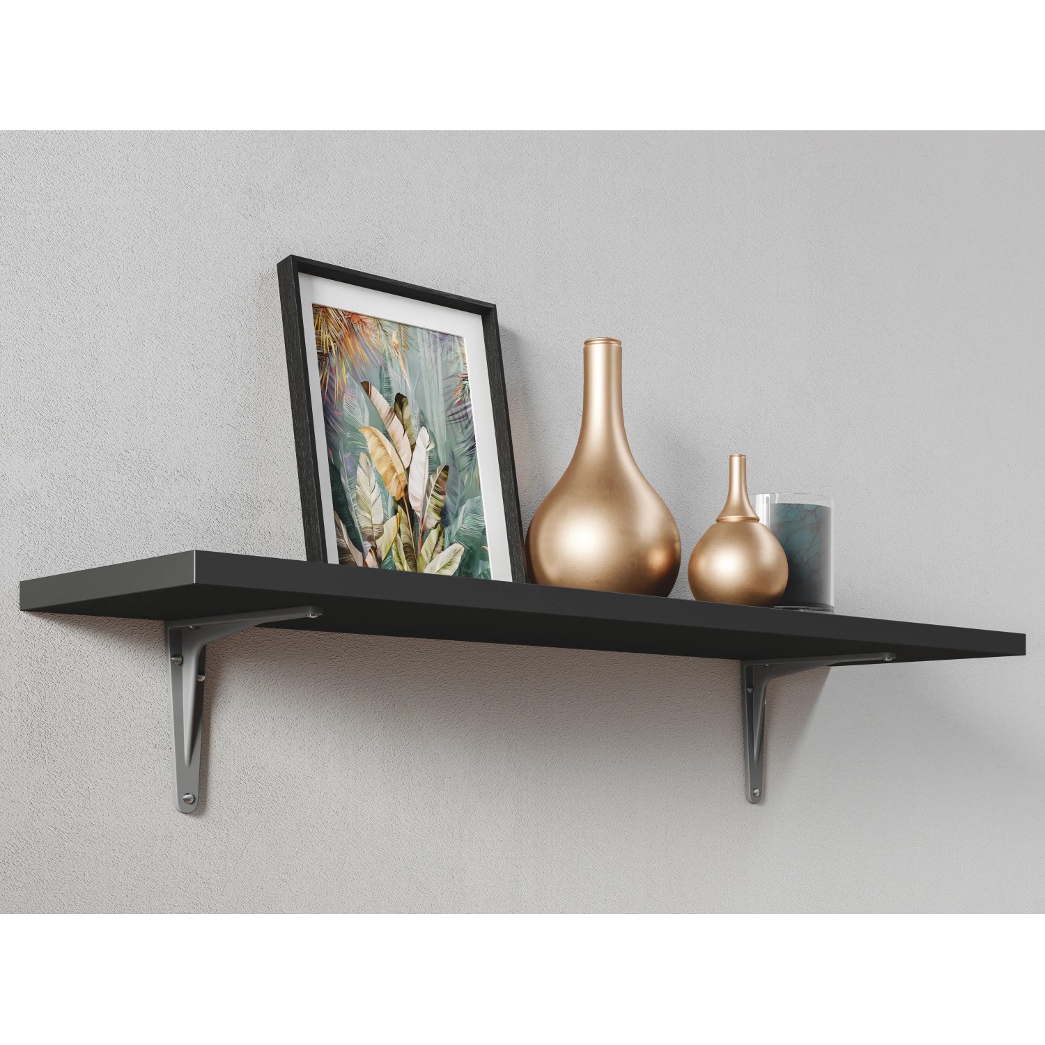 Mensola OBI Hercules per carichi pesanti, alluminio, 300x250 mm con ripiano nero e decorazioni.