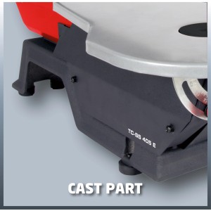 Dettaglio di un traforo, modello TC-SS 405 E, con corpo nero e tavolo argentato.