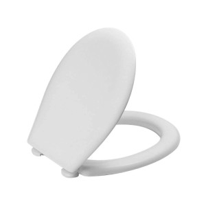 Sedile ovale Lake in termoindurente con cerniere in nylon bianco