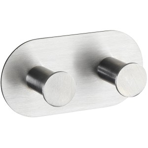 Wenko Cona Duo gancio a muro, acciaio inox opaco, per bagno e cucina. Porta asciugamani con 2 ganci.