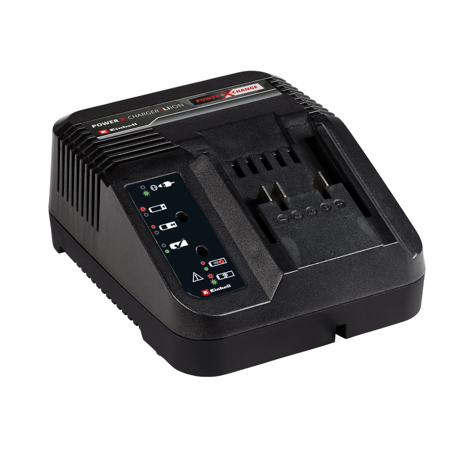 Caricabatterie Einhell Power X-Change per batterie 18V, parte del sistema di utensili a batteria.