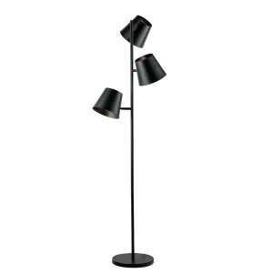 Moderna lampada da terra grigia Luce Design Colt con tre paralumi in stile industriale.