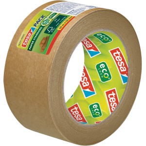 Rotolo di nastro da imballaggio Tesa Pack Paper Standard, 50 m x 50 mm, nastro di carta marrone.
