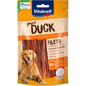 Vitakraft Pure Filetti di petto d'anatra, confezione da 80g di snack per cani con cane.