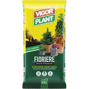 Terriccio professionale Vigorplant per fioriere, sacco da 45L.