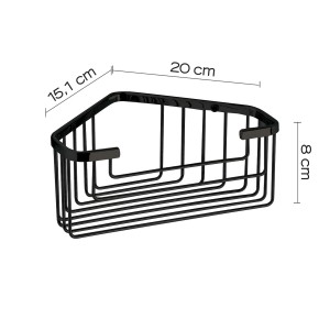 Cestello angolare nero t.b.t. per montaggio a parete, dimensioni: 20x15,1x8 cm.