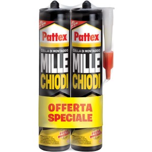 Doppia confezione di adesivo di montaggio Pattex "Mille Chiodi". Collanti universale per il fai da te.