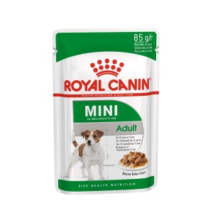 Royal Canin Mini Adult cibo umido per cani di piccola taglia, busta da 85g.