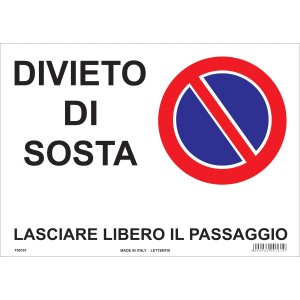 Cartello divieto di sosta, targhe t.b.t.