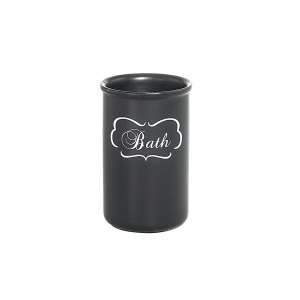 Portaspazzolino nero t.b.t. con scritta "Bath" per il bagno.