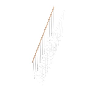 Scala con corrimano in legno e ringhiera bianca, accessori per scale e ringhiere.