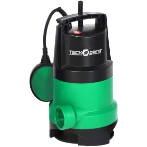 Pompa sommersa Teckgard verde e nera per uso in giardino e smaltimento dell'acqua.