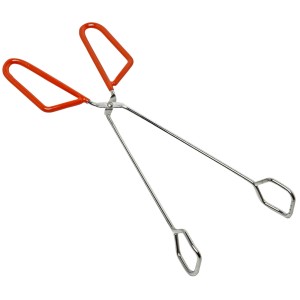 Pinza per barbecue con manico a forbice, 30 cm, in acciaio inox. Utensile pratico per girare il cibo.