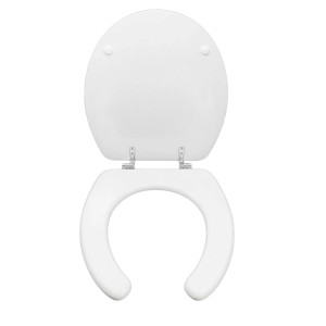 Sedile WC bianco t.b.t. della categoria Sedili WC, mostrato aperto.