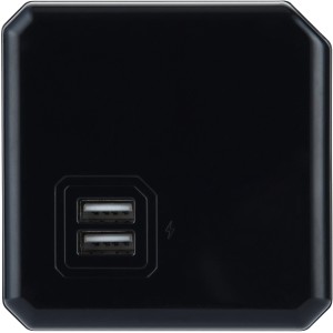 Multipresa nera t.b.t. con due porte USB.