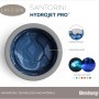 Bestway LAY-Z-SPA Santorini HydroJet Pro, vasca idromassaggio gonfiabile rotonda con effetto marmo blu, illuminazione LED e poggiatesta.